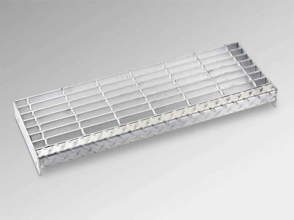 Serrated Steel Bar Grating Stair Tread with Checker Plate Nosing