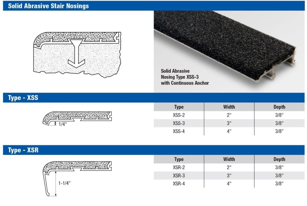 SOLID ABRASIVE STAIR NOSINGS DETAILS