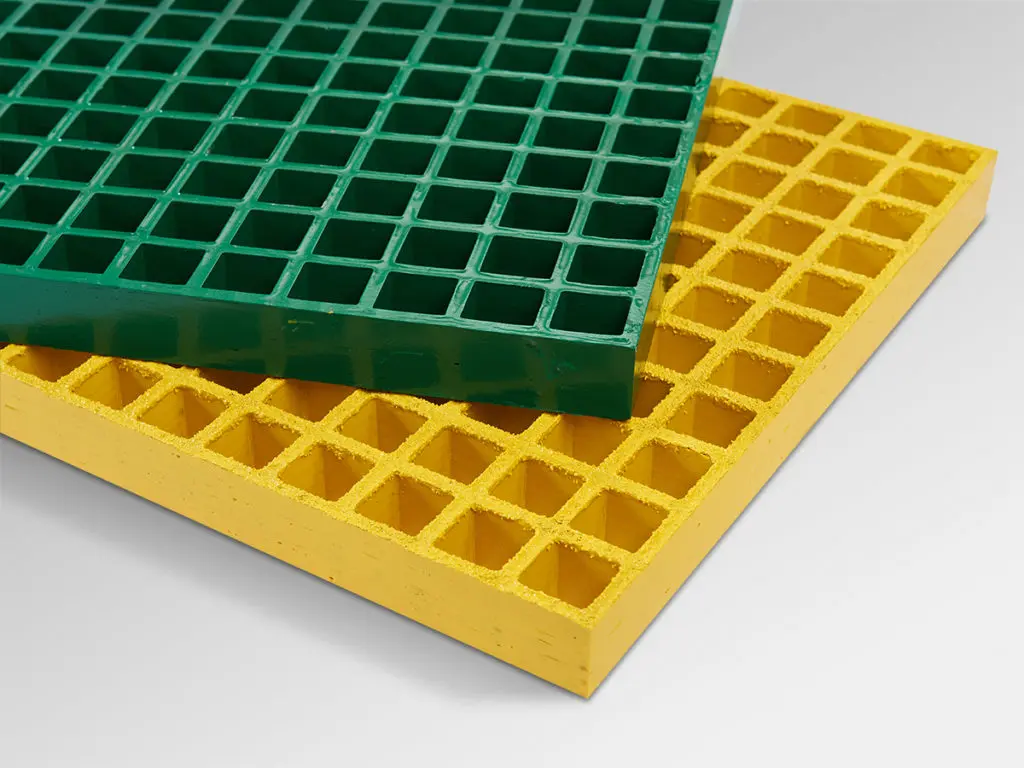 Molded fiberglass square mesh grating
