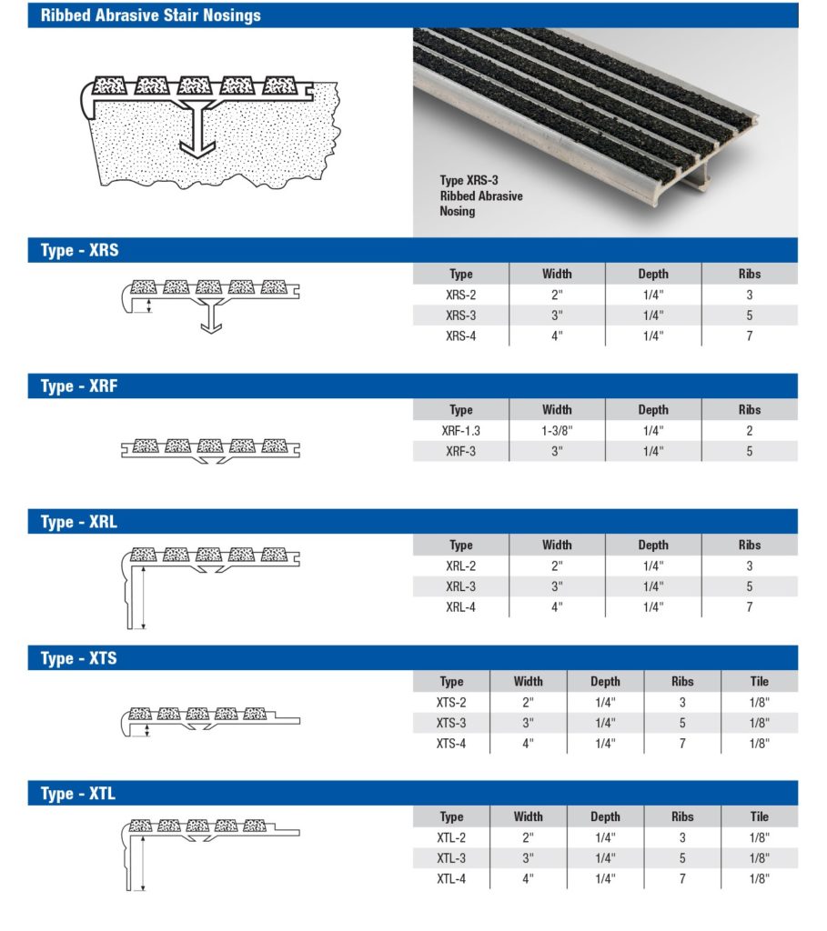 RIBBED ABRASIVE STAIR NOSINGS